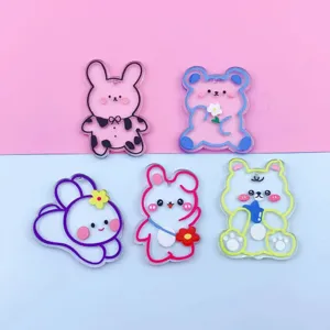 Cute transparent acrylic cartoon animal bear rabbit charms pendants DIY jewelry making