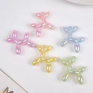 Colorful iridescent balloon dog acrylic charms DIY pendant necklace bracelet keychain accessories