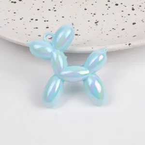 Colorful acrylic balloon dog charm pendant DIY necklace keychain bracelet fashion accessory.