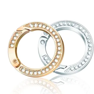 Porte-clés Boucles Fer à Cheval Strass en Alliage de Zinc Anneau Ressort Double Face Pendentif Sac Chaîne Clés de Voiture