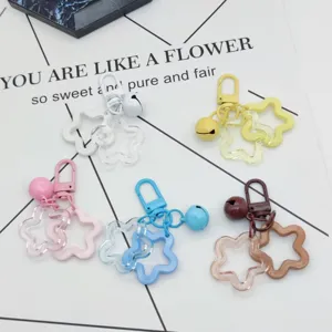 Acrylic star keychain cute bag charm set colorful star keyring for backpack AirPods accessories