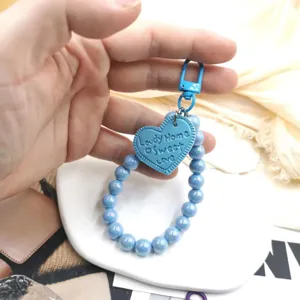 DIY phone case keychain candy color bead strap bracelet bag charm for women accessories