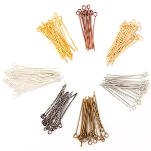 Metal eye pins headpins for DIY jewelry making, assorted colors crafting sewing findings.