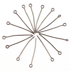Metal eye pins detail showing bead connection accessories for handmade jewelry making and crafts.