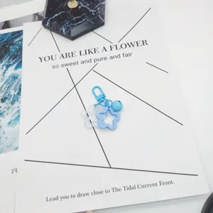 Acrylic star keychain pendant cute blue bag charm earphone case accessory diy decoration