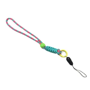 Sangle de poignet pour téléphone en paracorde faite main double couleur cordon réglable antichute.