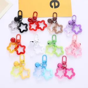 Colorful acrylic star keychain pendant, cute transparent bag charm DIY accessories.