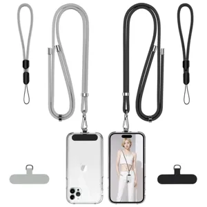 Universal crossbody phone lanyard with short wrist strap and tether tab set for daily use.