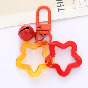 Acrylic star keychain with bell cute bag charm pendant aesthetic accessories for airpods