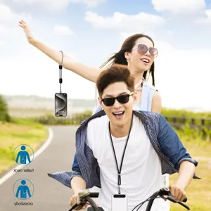 Solid color round phone lanyard cross body strap anti-lost neck hanging rope set lifestyle