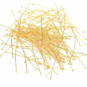 Gold ball head pins for DIY jewelry making, ideal for custom earrings and crafting beads.