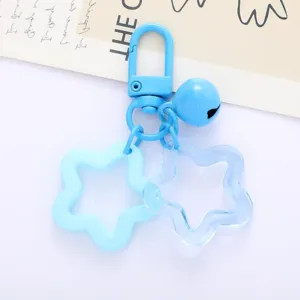 Cute blue star acrylic keychain pendant for bags, AirPods case, and DIY accessories.