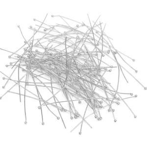 Silver ball headpins detail shot for DIY handmade jewelry and earring making accessories.