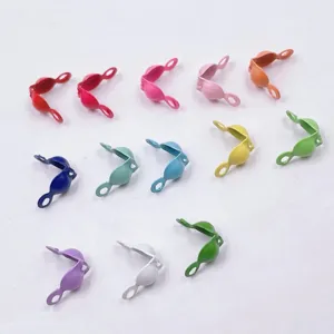Colorful enameled bead tips metal DIY jewelry making findings crafts wholesale supplies