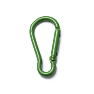 Primer plano de vista de detalle del mosqueton calabaza verde accesorio metalico