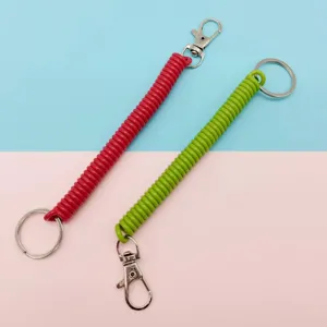 Porte-clés ressort en plastique rétractable corde élastique colorée anti-perte pour sac