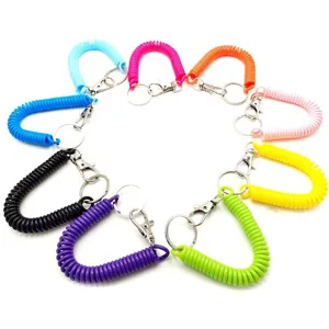 Porte-clés spirale en plastique rétractable coloré lanière pour sac et téléphone portable