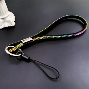 Rhinestone mobile phone lanyard sparkling crystal wrist strap anti-lost charming accessory