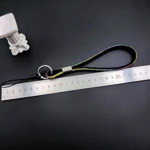 Rainbow rhinestone phone wrist strap sparkling crystal lanyard short hand chain for mobile phone