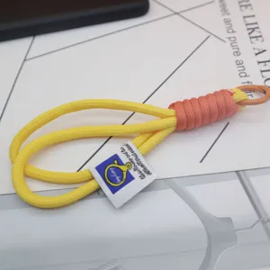 Nylon braided keychain wrist strap vibrant yellow orange cord phone charm portable accessory