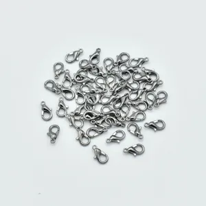 Bulk zinc alloy lobster clasps for DIY jewelry making, necklace and bracelet crafting.