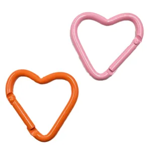 Colorful heart-shaped alloy carabiner spring clip keychain DIY jewelry accessory main view