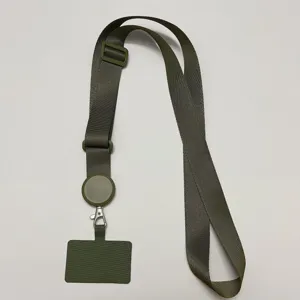 Lanière de téléphone portable réglable multifonctionnelle avec enrouleur et mousqueton en métal.