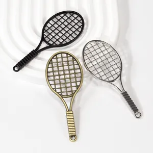 Zinc Alloy Tennis Racket Pendant DIY Sports Charm For Necklace Bracelet Keychain Phone Chain Hanging Jewelry Accessories