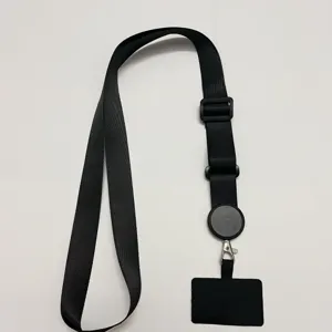Lanière de Téléphone Multifonctionnelle Réglable Sangle de Cou Amovible Polyester avec Patch Arrière pour Smartphone