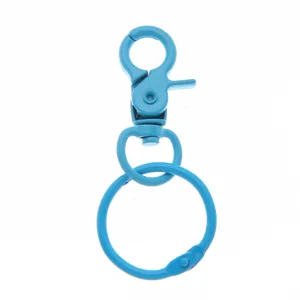 Blue metal lobster clasp keychain candy color spray paint ring diy jewelry accessories