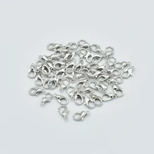 Silver zinc alloy lobster clasps bulk for DIY necklace bracelet jewelry making findings.