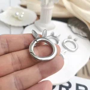 Anello portachiavi a molla in metallo con orecchie di coniglio moschettone per borsa