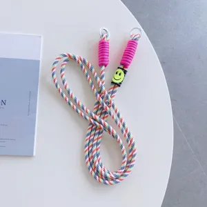 Colorful mobile phone lanyard rainbow braided strap cross-body hanging rope for daily use