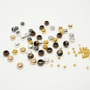 Metal crimp beads spacer beads DIY jewelry making findings gold silver bronze assorted size