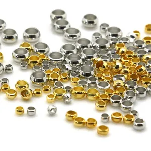 Copper Crimp Beads Flat Round Spacer Beads Electroplated Metal Material For DIY Jewelry Making Handcrafted Accessories Craft