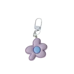 Cute purple flower keychain candy color bag charm kawaii accessories for sweet girls daily use