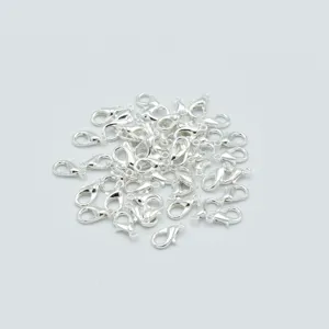Silver zinc alloy lobster clasps bulk pack for DIY handmade jewelry necklace bracelet making parts