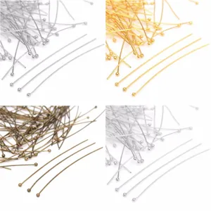 DIY metal ball headpins for handmade jewelry making, assorted colors earring pins, 100pcs pack.