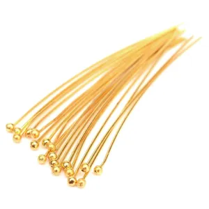 Gold ball head pins for DIY jewelry making, crafting, and earring design, 100pcs pack.