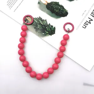 Pink acrylic round bead chain diy phone case accessories handmade bag strap 14mm style