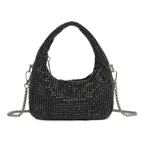 Black Rhinestone Shoulder Bag Sparkly Evening Clutch Crossbody Purse For Women New Style