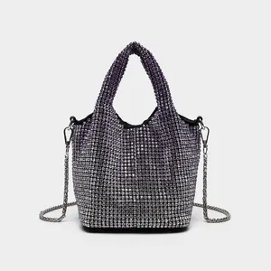 Sac Seau en Strass Mode pour Femmes Sac à Main Bandoulière de Luxe en Cristal Brillant avec Chaîne