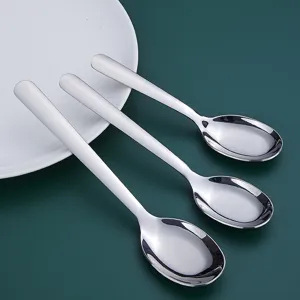 Juego de cucharas de acero inoxidable, cuchara de sopa plana gruesa para uso diario.