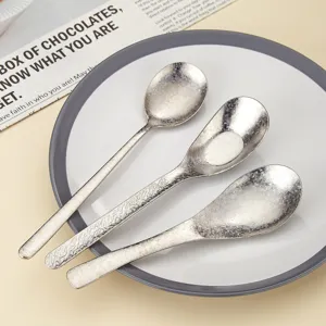 Ensemble de cuillères à soupe en alliage de titane, design cristal de glace vaisselle principale.