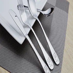 Stainless steel children cutlery set with cute bear design, safe and durable tableware for kids.