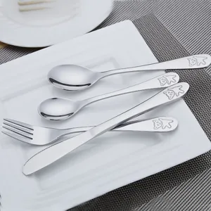 Kids Stainless Steel Cutlery Little Bear Cartoon Tableware Children Dinnerware