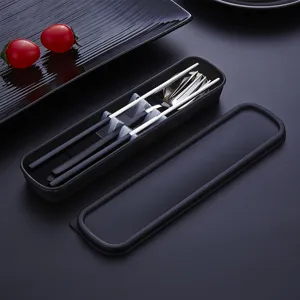 Ensemble de couverts portables en acier inoxydable 304 avec baguettes cuillère fourchette
