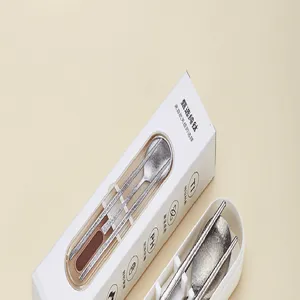 Tragbares Besteckset aus reinem Titan für den Außenbereich, ultraleichte Stäbchen und Löffel.