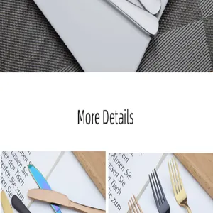 Stainless steel cutlery detail view, showcasing various elegant colors of knives and forks.