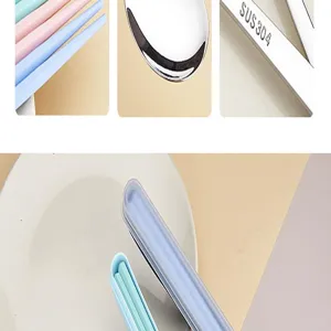 Portable 304 stainless steel chopstick and spoon detail view for travel and work.